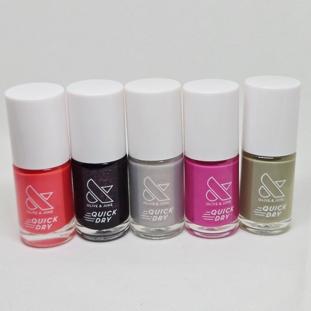 BUNDLE OF 5 NEW KOREA OLIVE & JUNE QUICK DRY NAIL POLISH ASSTD COLORS $55 VALUE